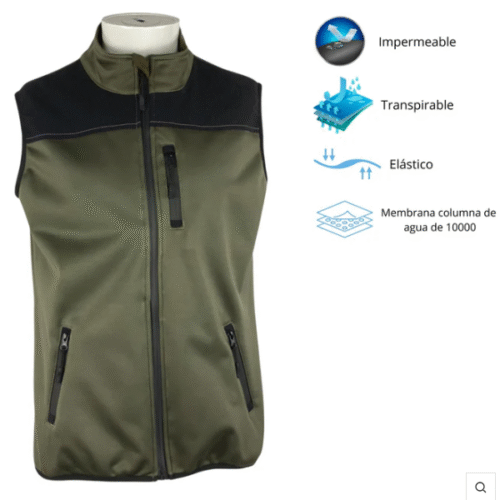 CHALECO DE CAZA HOMBRE PASIÓN MORENA SOFT SHELL LIGERO VERDE