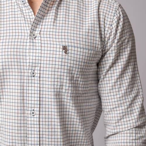 CAMISA CUADROS AZUL Y MARRÓN